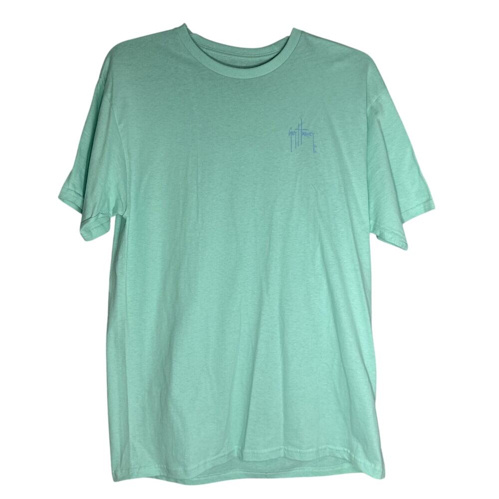 Guy Harvey Original Light Mint Green T Shirt Crew Neck Short Sleeve Men's Large